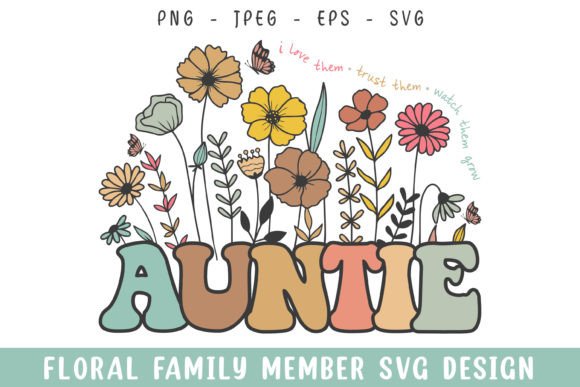 Floral Auntie Vintage Flower Embroidery Design