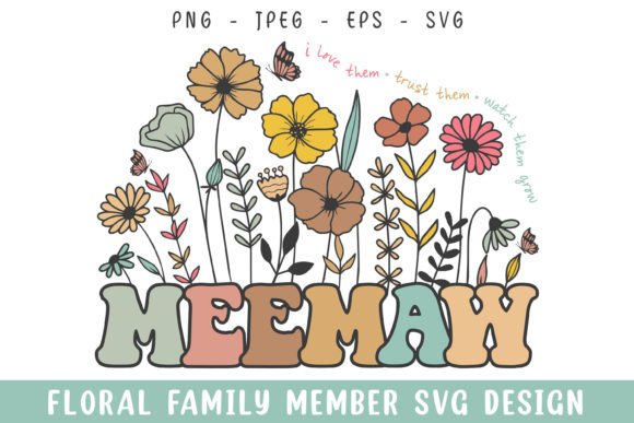 Floral Memaw Vintage Flower Embroidery