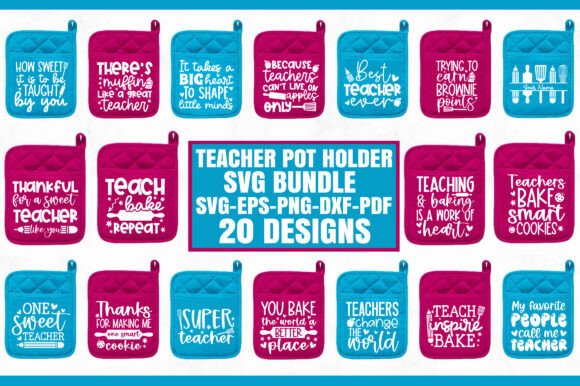 Teacher Pot Holder SVG Bundle for Creative Embroidery